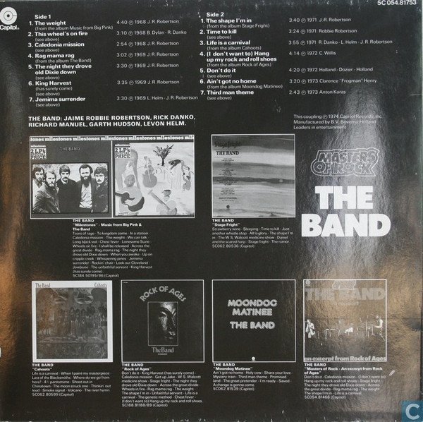 The Band - Masters Of Rock (LP, Comp, RE) - Image 2