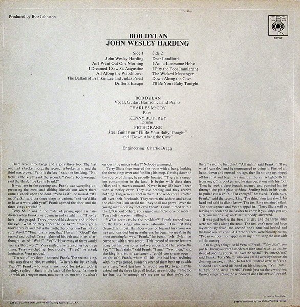 Bob Dylan - John Wesley Harding (LP, Album, Mono) - Image 2