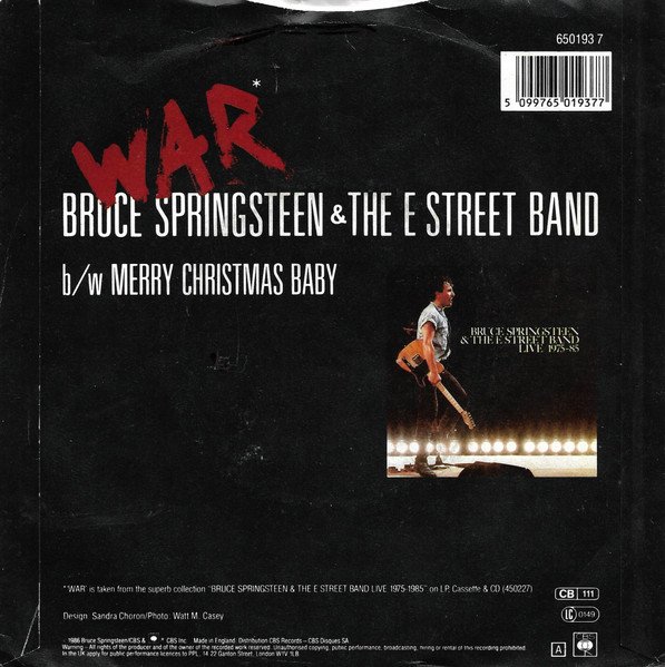 Bruce Springsteen & The E Street Band* - War (7", Single) - Image 2