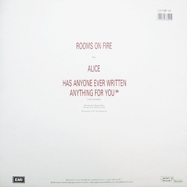 Stevie Nicks - Rooms On Fire (12", Single, Ltd, Pos) - Image 2