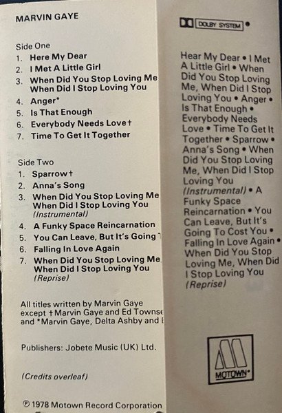 Marvin Gaye - Here, My Dear (Cass, Album, Dou) - Image 2