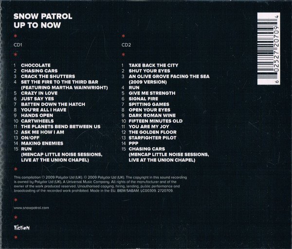 Snow Patrol - Up To Now (2xCD, Comp) - Image 2