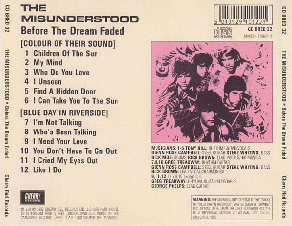 The Misunderstood - Before The Dream Faded (CD, Comp, RE) - Image 2