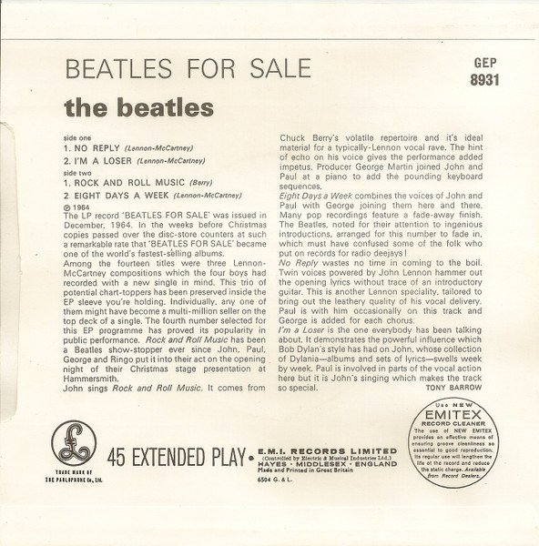 The Beatles - Beatles For Sale (7", EP, Mono, RE) - Image 2