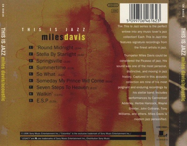 Miles Davis - This Is Jazz: Miles Davis Acoustic (CD, Comp) - Image 2