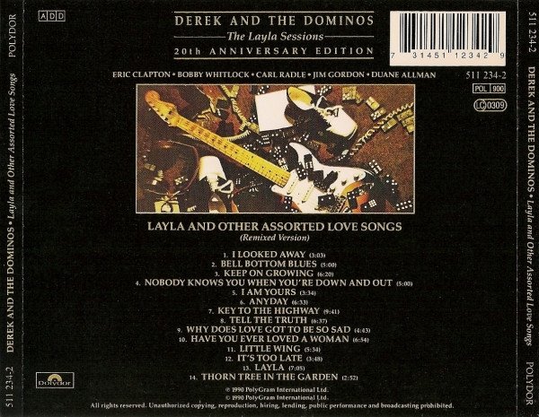 Derek And The Dominos* - Layla And Other Assorted Love Songs (The Layla Sessions - 20th Anniversary Edition) (CD, Album, RE) - Image 2