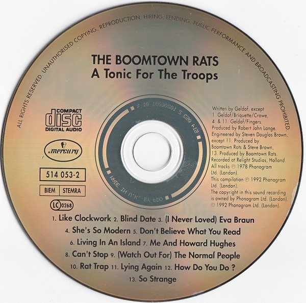 The Boomtown Rats - A Tonic For The Troops (CD, Album, RE) - Image 3