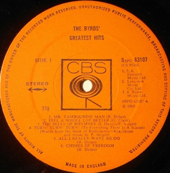 The Byrds - Greatest Hits (LP, Comp) - Image 3