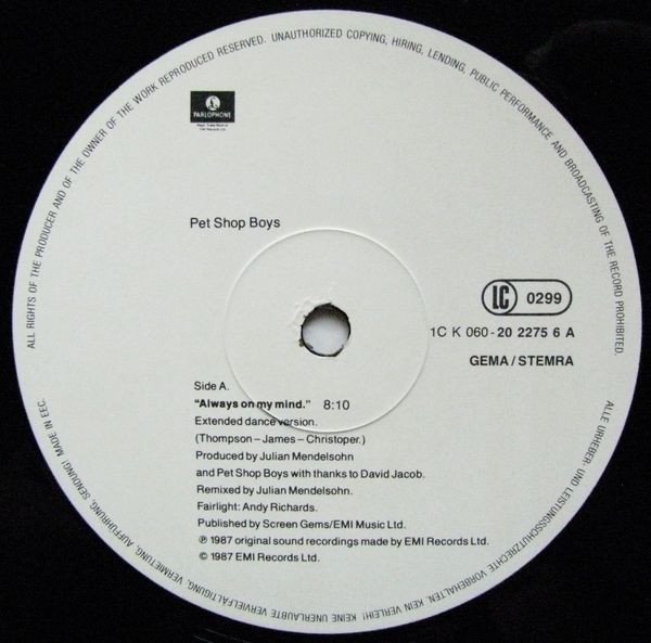 Pet Shop Boys - Always On My Mind (12", Maxi) - Image 3