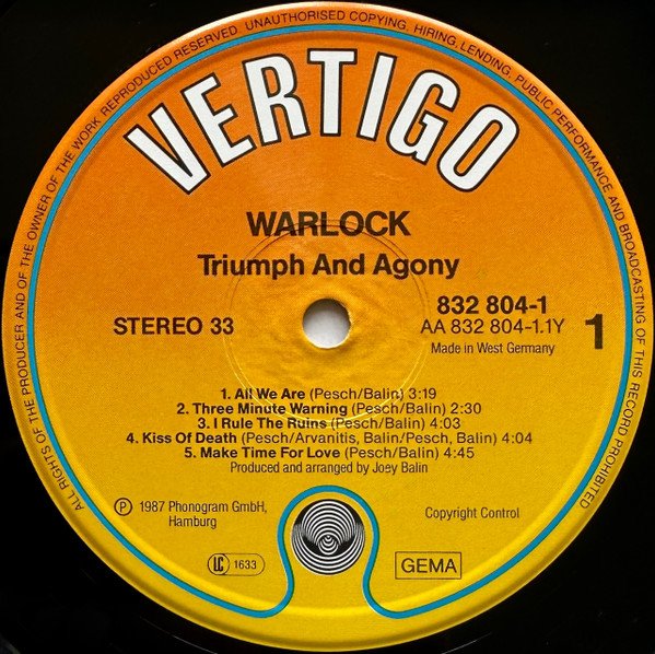 Warlock (2) - Triumph And Agony (LP, Album) - Image 3