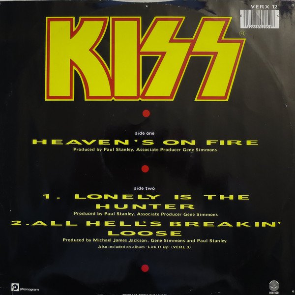 Kiss - Heaven's On Fire / Lonely Is The Hunter / All Hell's Breaking Loose (12", Maxi) - Image 2