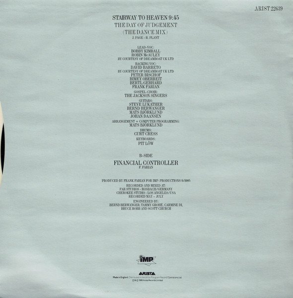 Far Corporation - Stairway To Heaven (The Day Of Judgement) (The Dance Mix) (12", Single) - Image 2