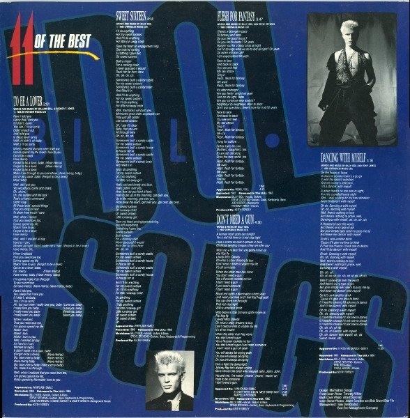 Billy Idol - Idol Songs - 11 Of The Best (LP, Comp) - Image 3