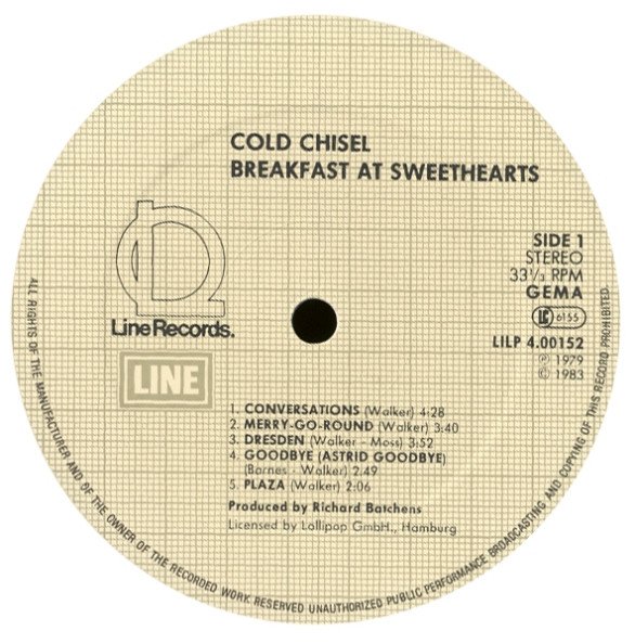 Cold Chisel - Breakfast At Sweethearts (LP, Album, RE, Whi) - Image 3