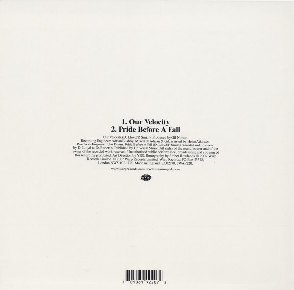 Maxïmo Park - Our Velocity (7", Single, Whi) - Image 2
