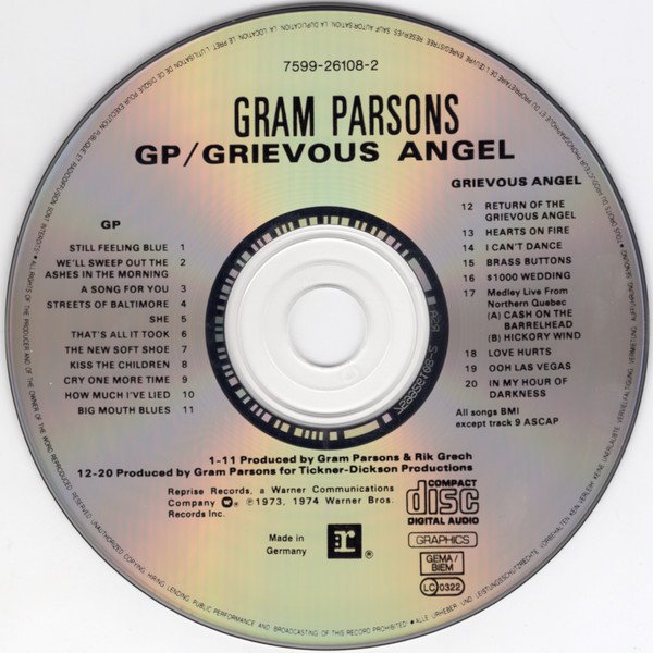 Gram Parsons - GP / Grievous Angel (CD+G, Comp) - Image 3