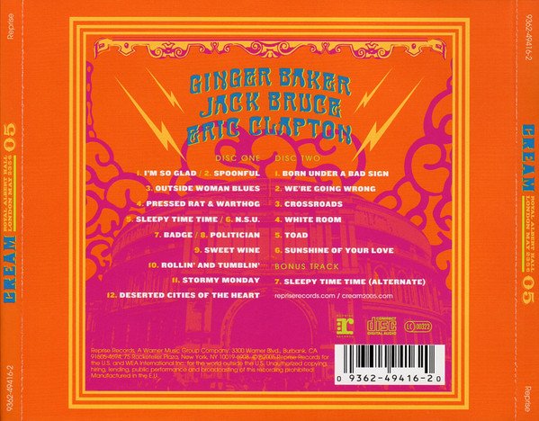 Cream (2) - Royal Albert Hall - London - May 2-3-5-6 2005 (2xCD, Album, RE) - Image 2