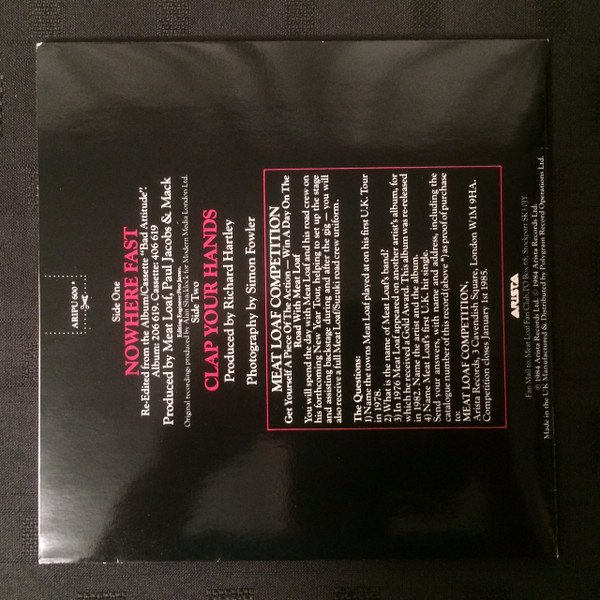 Meat Loaf - Nowhere Fast (7", Ltd, Pop) - Image 3