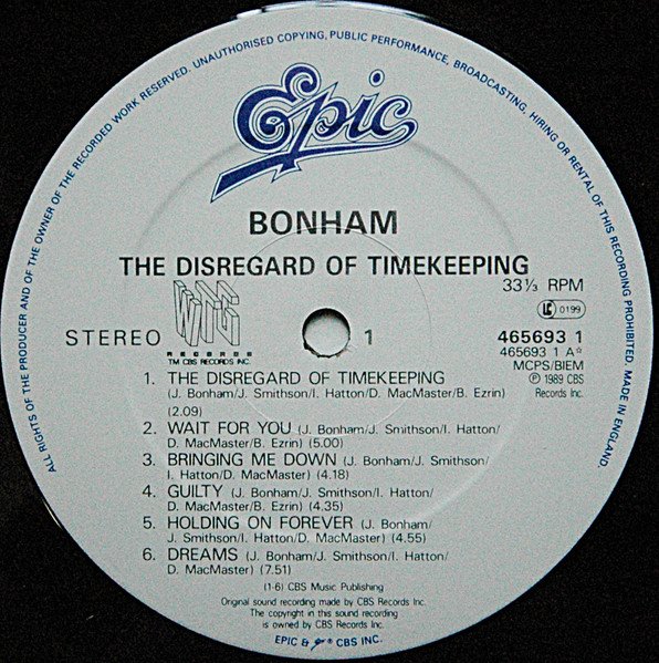 Bonham - The Disregard Of Timekeeping (LP, Album) - Image 3