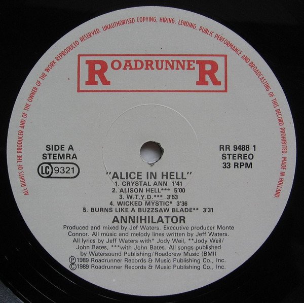 Annihilator (2) - Alice In Hell (LP, Album) - Image 3