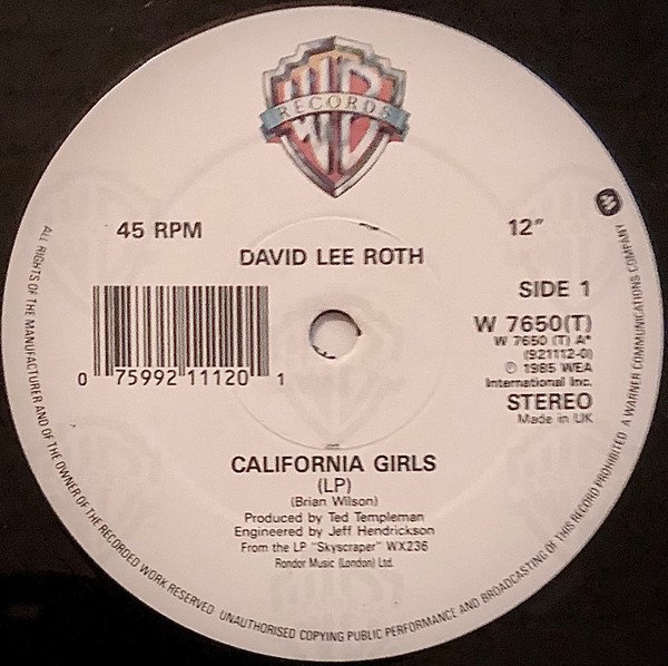 David Lee Roth - California Girls (12", Single) - Image 3