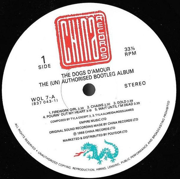 The Dogs D'Amour - (Un)Authorised Bootleg Album (LP, Album, Ltd) - Image 3
