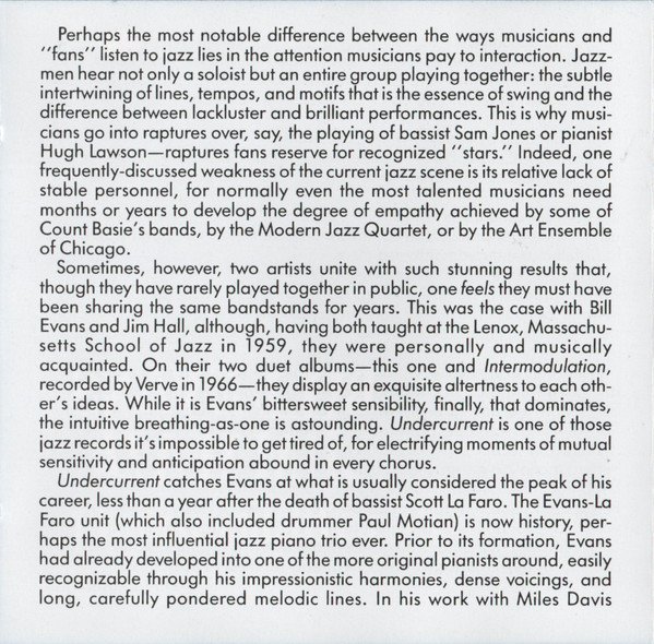 Bill Evans & Jim Hall - Undercurrent (CD, Album, RE) - Image 2