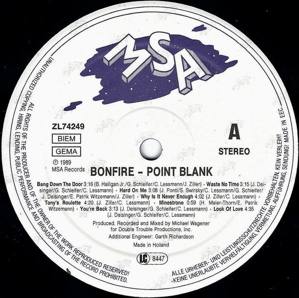 Bonfire - Point Blank (LP, Album) - Image 3