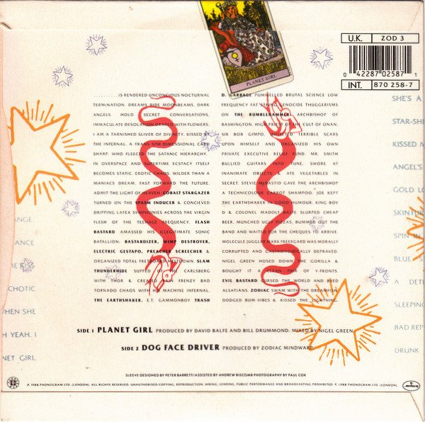 Zodiac Mindwarp And The Love Reaction - Planet Girl (7", Single) - Image 2