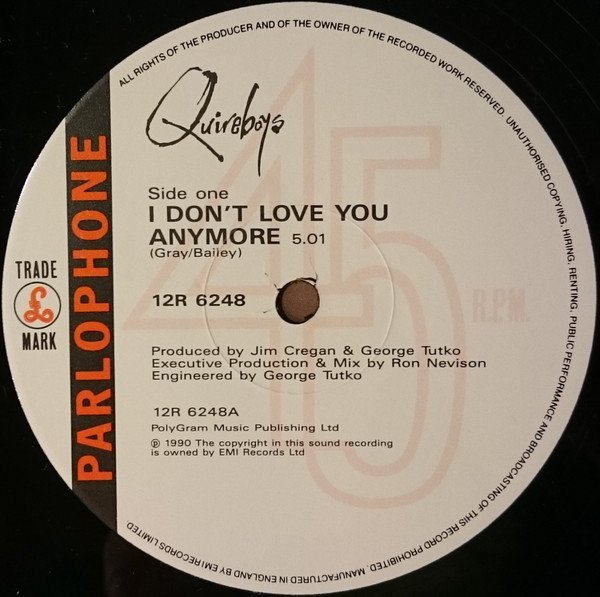 Quireboys* - I Don't Love You Anymore (12", Single, Ltd) - Image 3