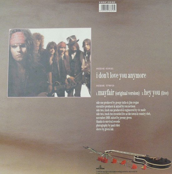Quireboys* - I Don't Love You Anymore (12", Single, Ltd) - Image 2