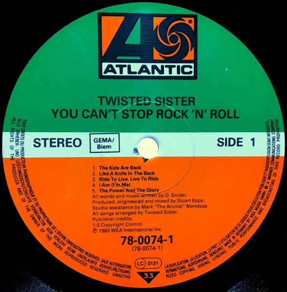 Twisted Sister - You Can't Stop Rock 'N' Roll (LP, Album) - Image 3
