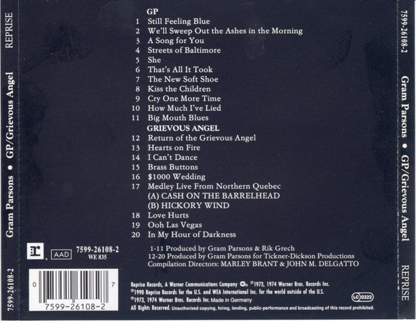 Gram Parsons - GP / Grievous Angel (CD+G, Comp) - Image 2