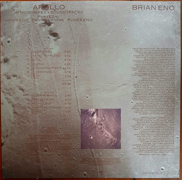 Brian Eno With Daniel Lanois & Roger Eno - Apollo - Atmospheres & Soundtracks (LP, Album) - Image 2