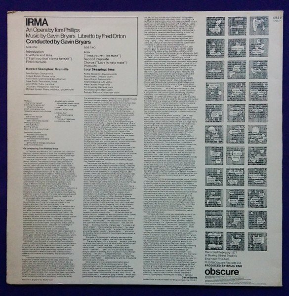 Tom Phillips (3), Gavin Bryars, Fred Orton - Irma (LP) - Image 2