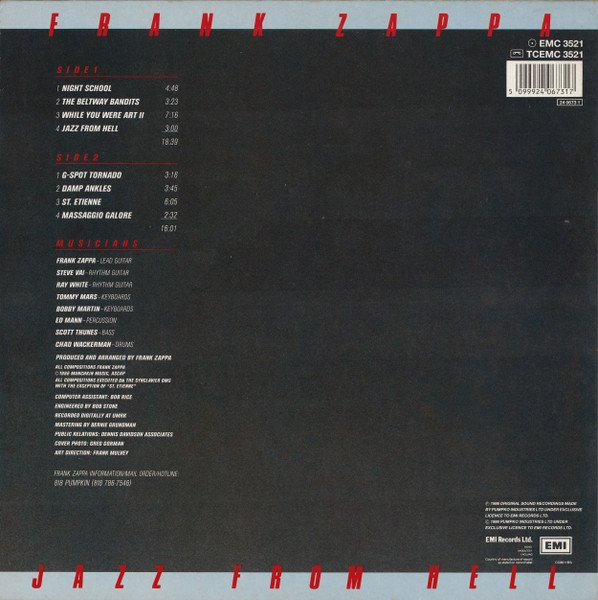 Frank Zappa - Jazz From Hell (LP, Album) - Image 2