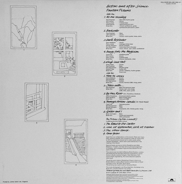 Brian Eno - Before And After Science (LP, Album) - Image 2