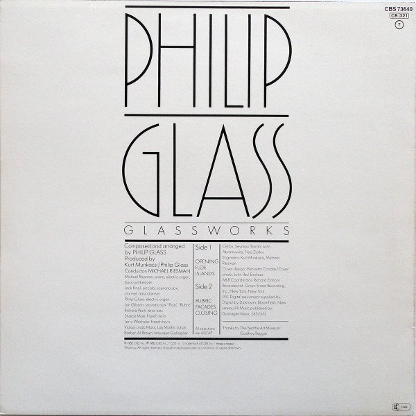Philip Glass - Glassworks (LP, Album) - Image 2