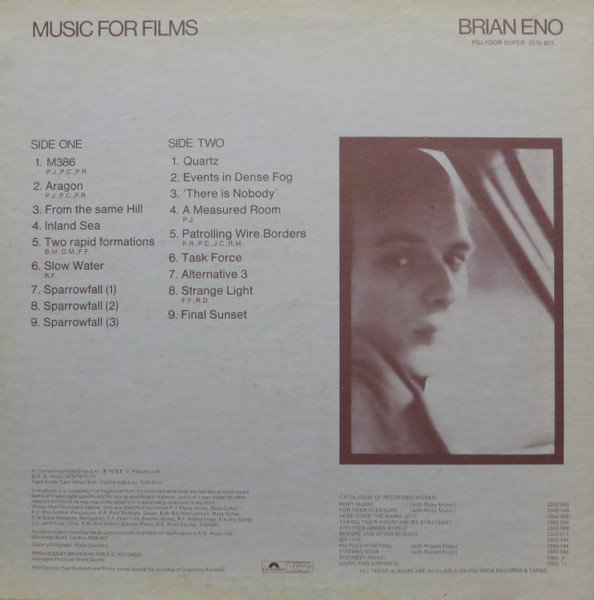 Brian Eno - Music For Films (LP, Album) - Image 2