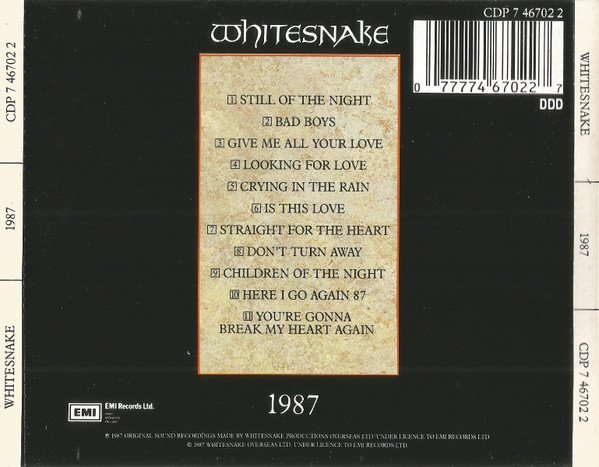 Whitesnake - 1987 (CD, Album, Son) - Image 2