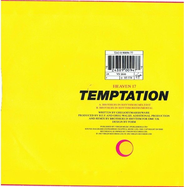 Heaven 17 - Temptation (Brothers In Rhythm Remix) (7", Single) - Image 2