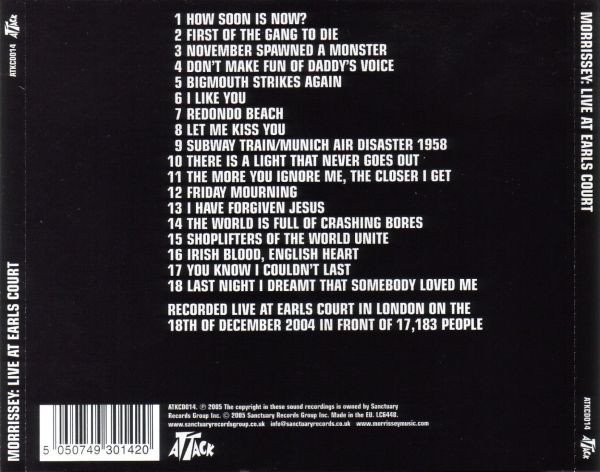 Morrissey - Live At Earls Court (CD, Album) - Image 2