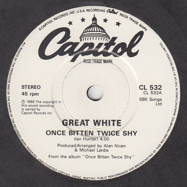 Great White - Once Bitten Twice Shy (7") - Image 3