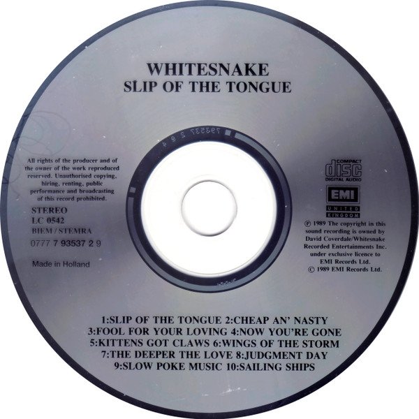 Whitesnake - Slip Of The Tongue (CD, Album, RE, RP) - Image 3