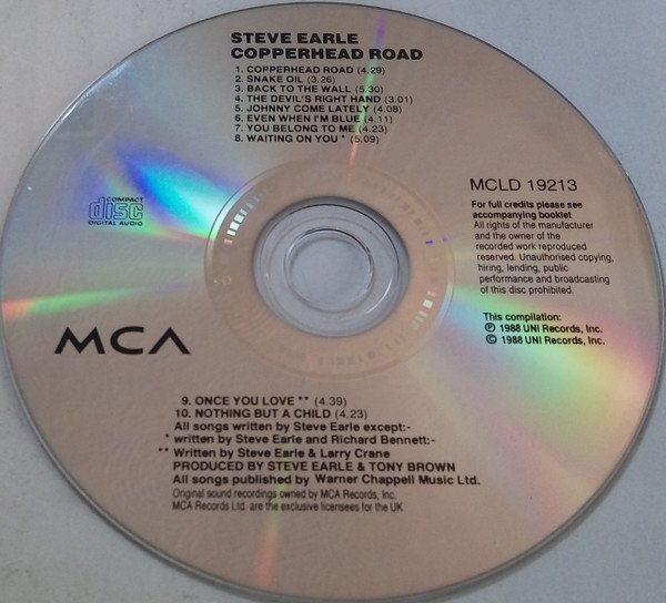 Steve Earle - Copperhead Road (CD, Album) - Image 3