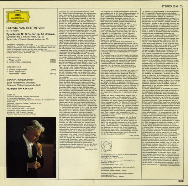 Beethoven*, Berliner Philharmoniker, Herbert von Karajan - Symphonie Nr. 3 'Eroica' (LP) - Image 2
