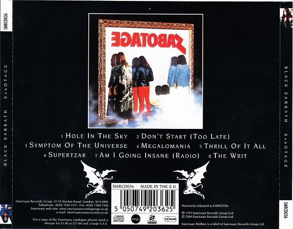 Black Sabbath - Sabotage (CD, Album, RE, RM) - Image 2