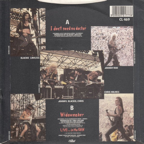 W.A.S.P. - I Don't Need No Doctor (7", Single) - Image 2