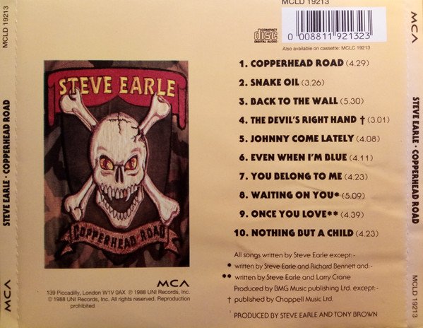 Steve Earle - Copperhead Road (CD, Album) - Image 2