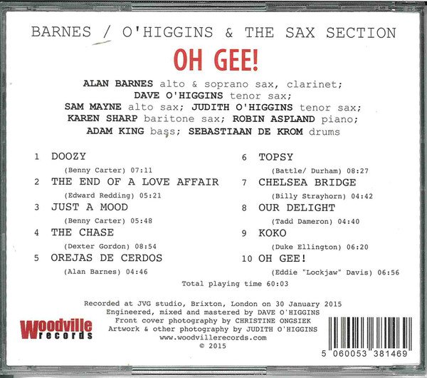 Barnes / O'Higgins & The Sax Section - Oh Gee! (CD, Album) - Image 2